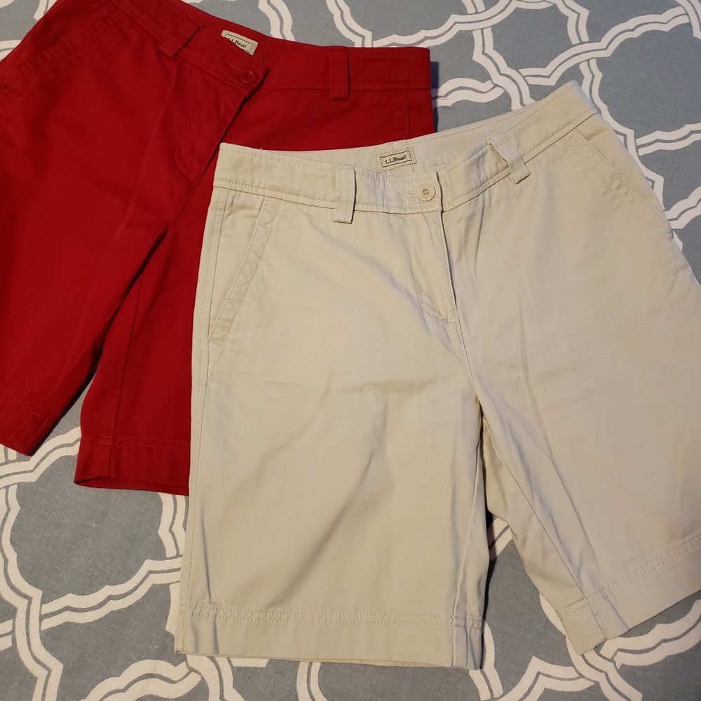 L L Bean Bermuda Shorts Dark Red or Stone Khaki